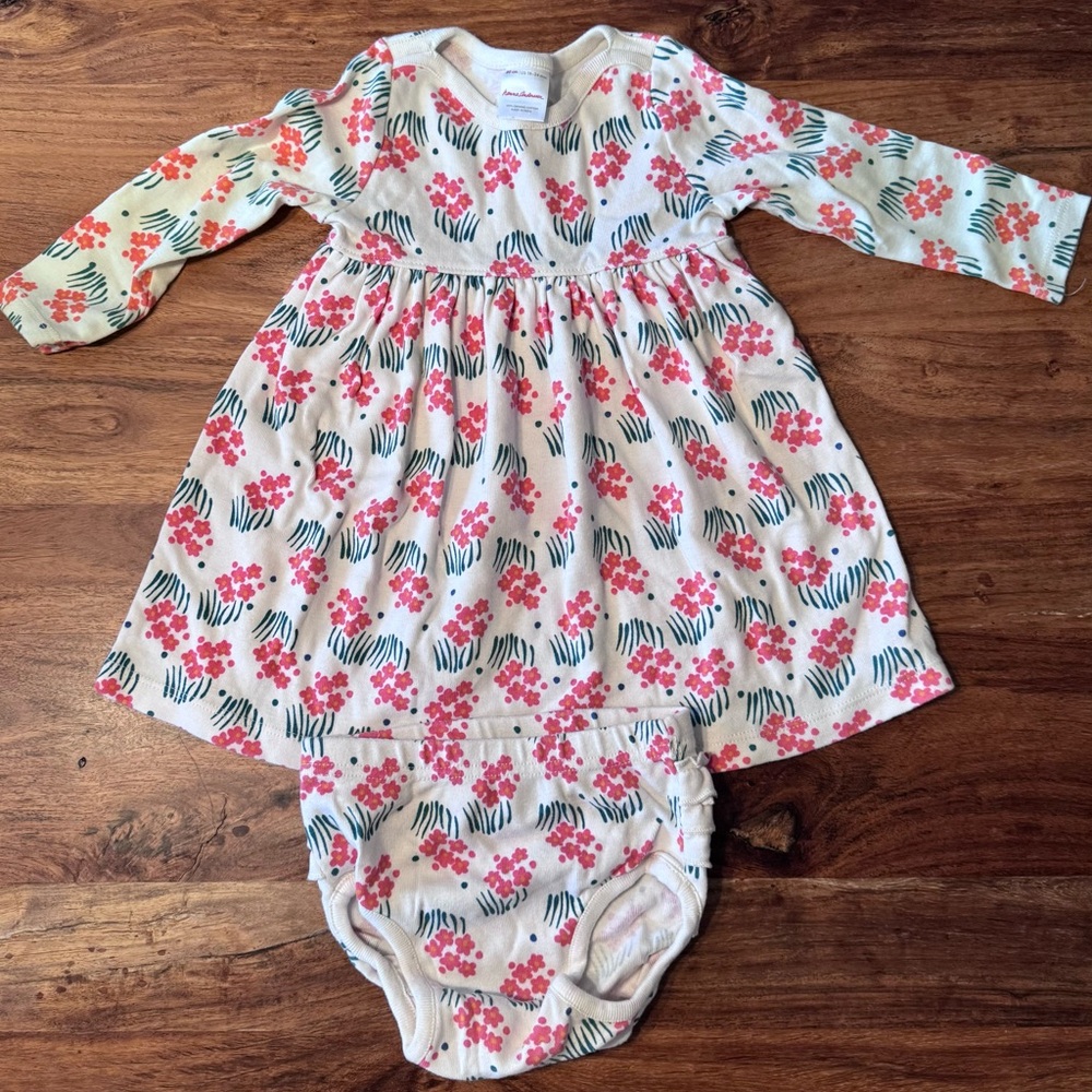 Hanna Andersson Floral Orange and Green Kids Casual Dress